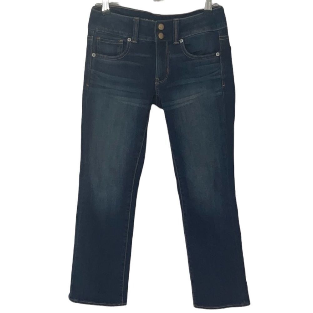 AMERICAN EAGLE ARTIST CROP DENIM BLUE JEANS SIZE 2 ANKLE CROP